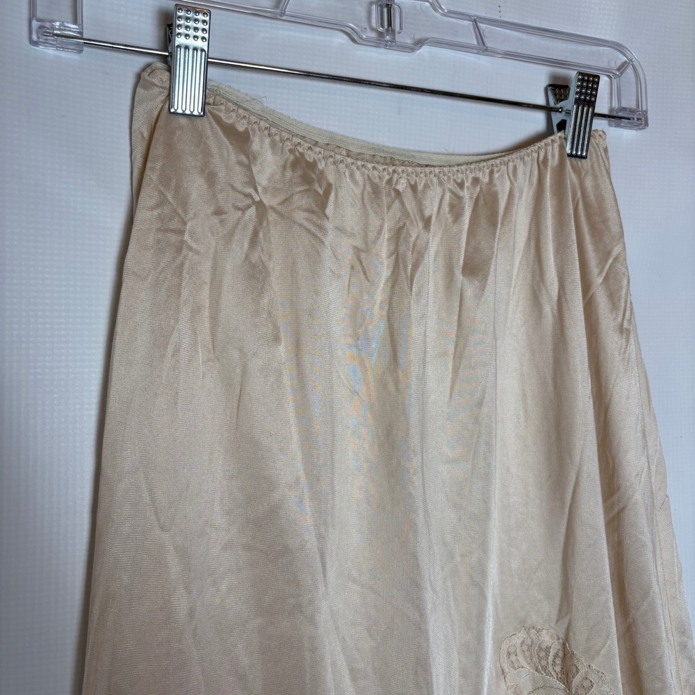 Vintage Lingerie Slip Skirt Top 3 pc Set Champagne Lace Trim Boudoir Loungewear - Picture 10 of 16
